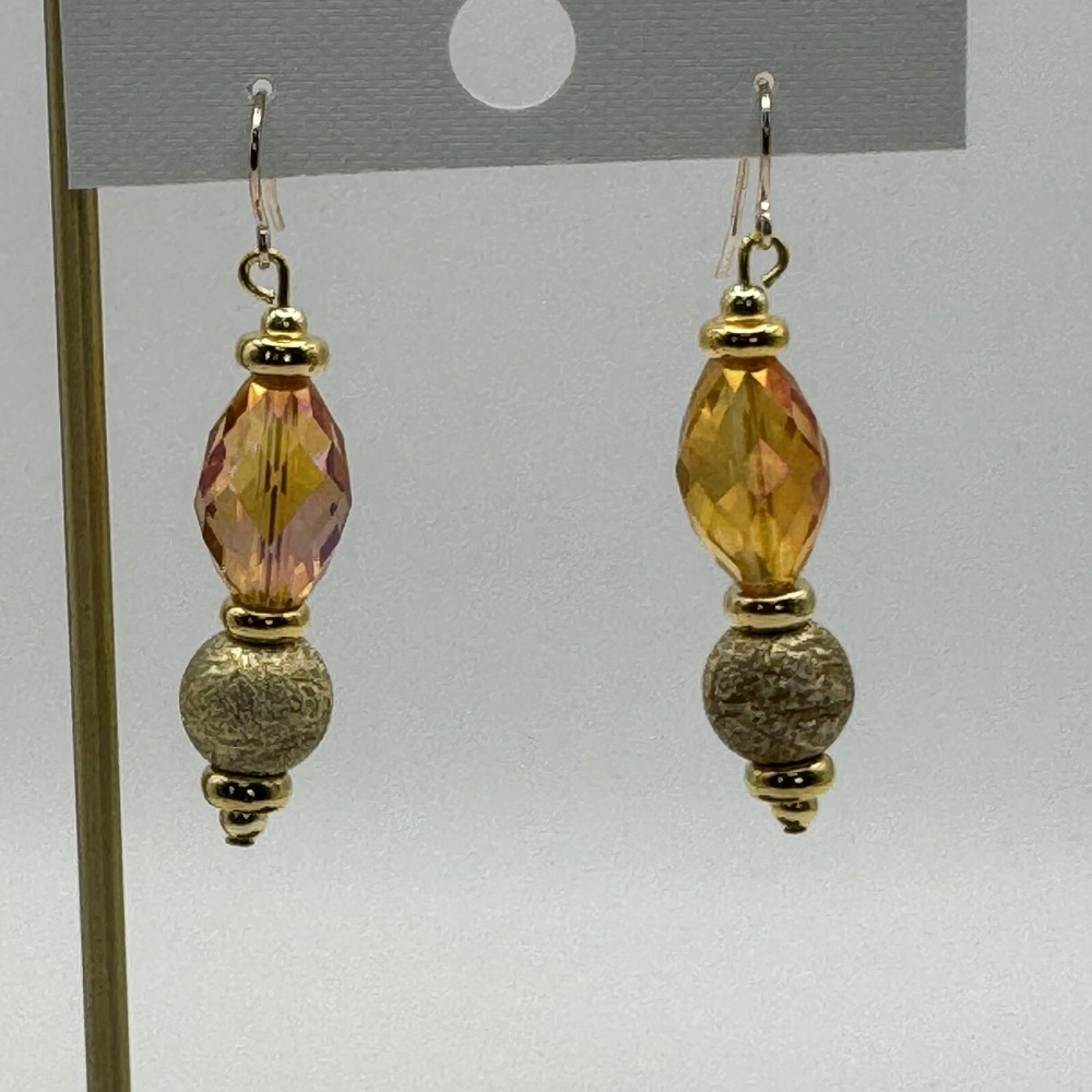 Charter Club Iridescent Crystal Bead Dangle Gold Plated Earrings